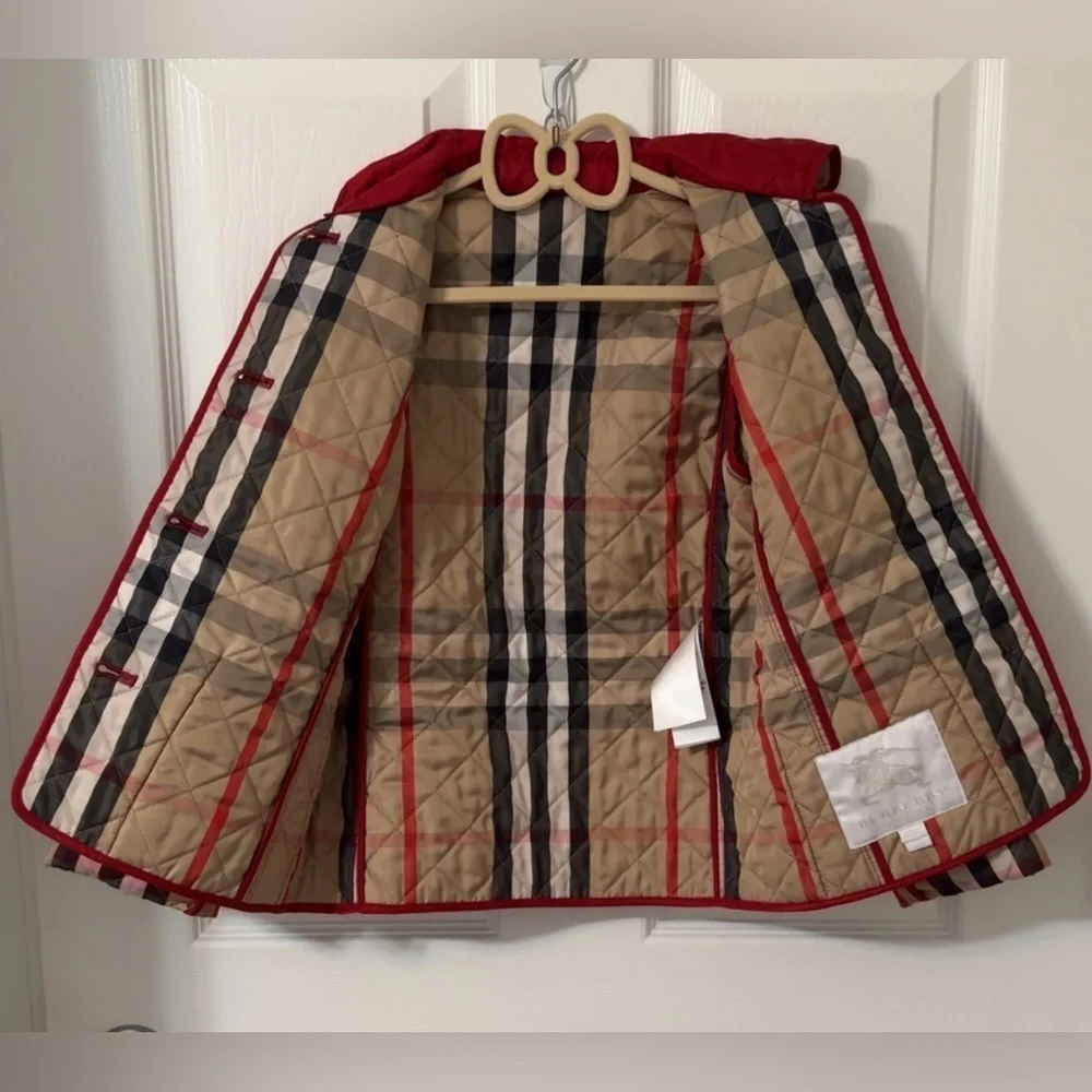 Burberry Kids Red Quilted Puffer Jacket